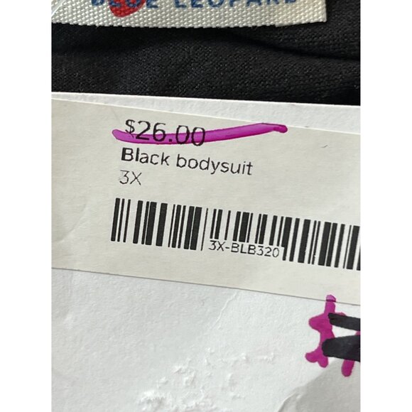 Blue Leopard‎ Black Bodysuit With Spaghetti Straps, 3X - Picture 5 of 7